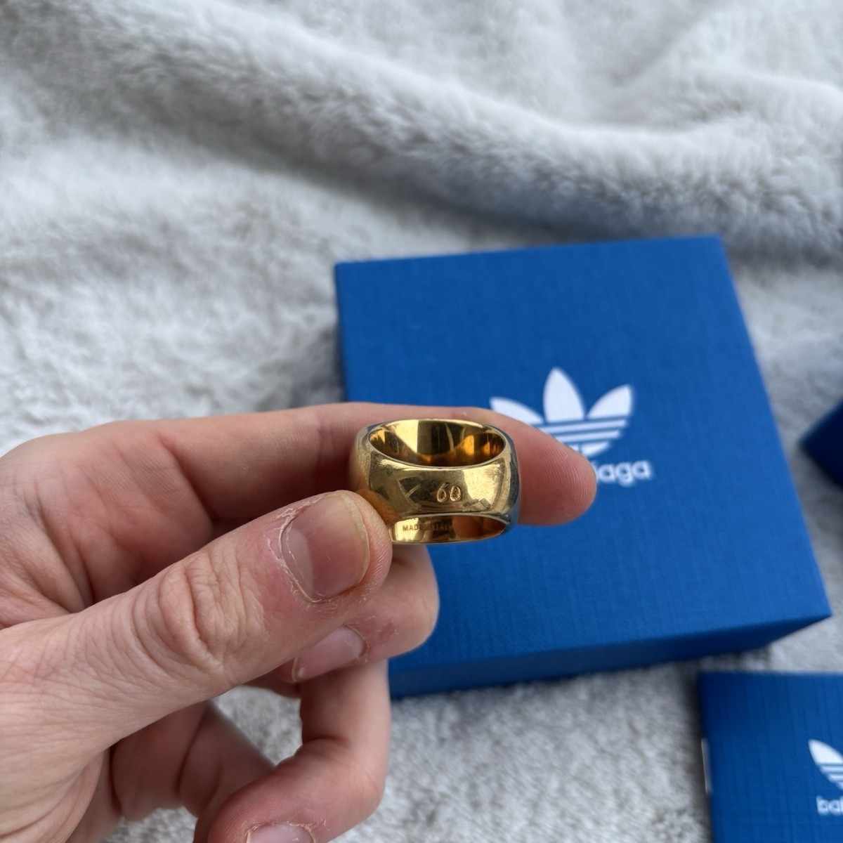 Balenciaga x Adidas Gold Signet Ring - 60EU / 13US - MSRP $675