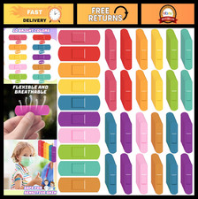 600 Pcs Kids Waterproof Bandages - Neon Colorful Flexible Wound Care, Assorted