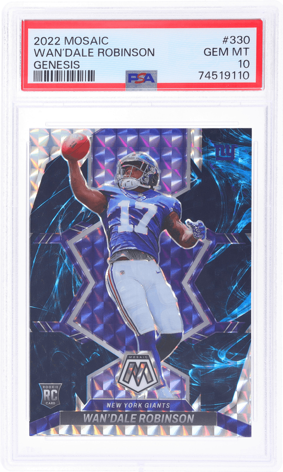 2022 Panini Mosaic Wan'Dale Robinson Genesis Prizm #330 PSA 10 Rookie RC