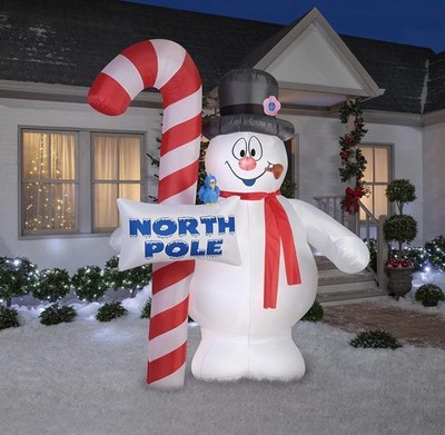 Gemmy Airblown Inflatable Frosty The Snowman with Candy Cane, Giant 9.5-ft White