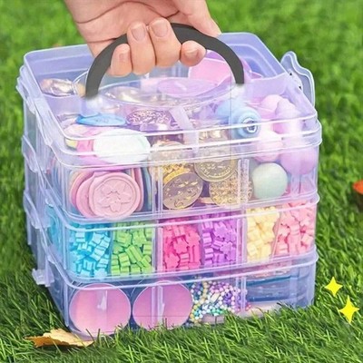3 Ebenen 18 Gitter Transparent Stapelbar Aufbewahrungsbox Verstellbare Fächer Organizer