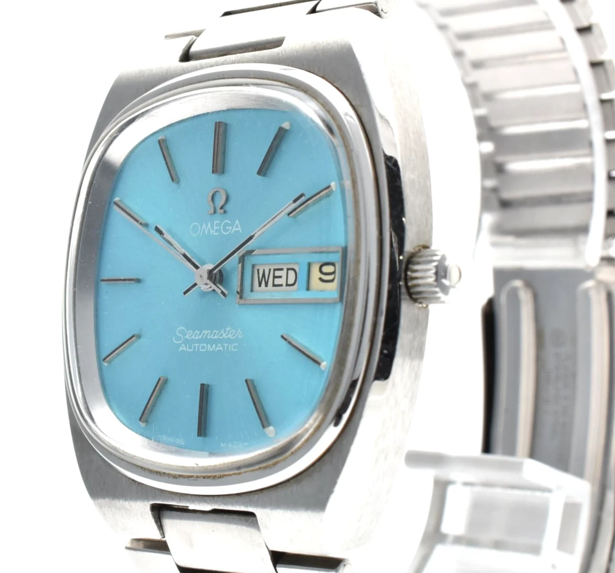 Reloj automático para hombre vintage OMEGA Seamaster TV Cal.1022 166.0213 esfera azul hielo