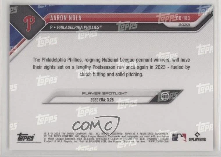 2023 Topps Now Road to Opening Day /644 Aaron Nola #OD-183 - Image 2 of 2