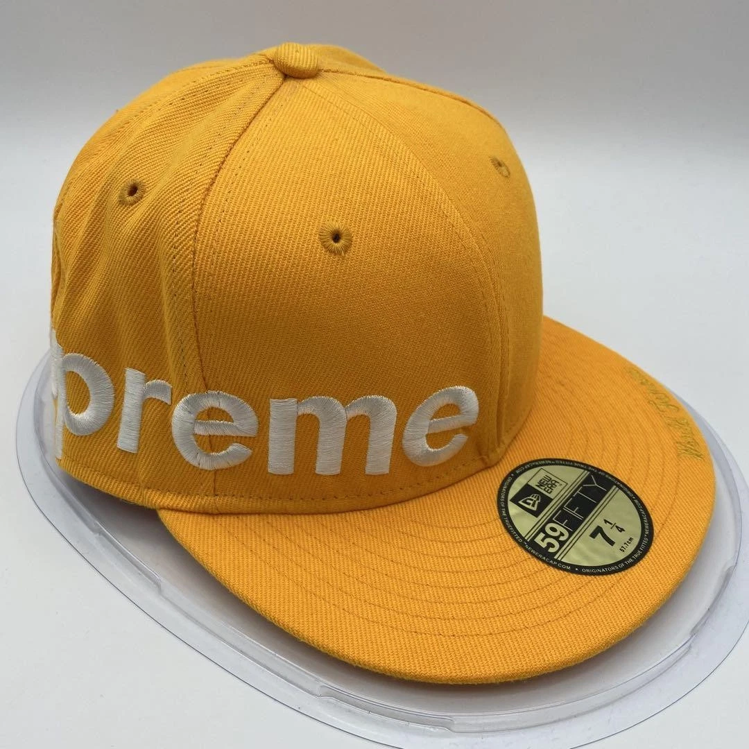 Casquette New Era x Supreme ajustée jaune 7 1/4 rare streetwear
