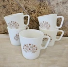 Vintage Pyrex Summer Impressions Ginger Brown Flower Theme Coffee Cup lot of 5