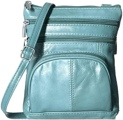 SILVERFEVER Genuine Leather Organizer Handbag Cross Body - Shoulder Travel Bag - Image 1 of 4