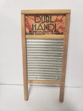 Vintage Dubl Handi Wooden Wash Board Columbus Ohio Washboard Co. 18" x 8.5"