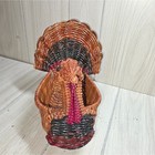 Vtg Rattan Woven Turkey Woven Basket Ceterpiece Primitive Rustic Farmhouse