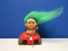 SANTA IN HIS WIND UP CAR - 3" Russ Troll Doll Toy - NEW