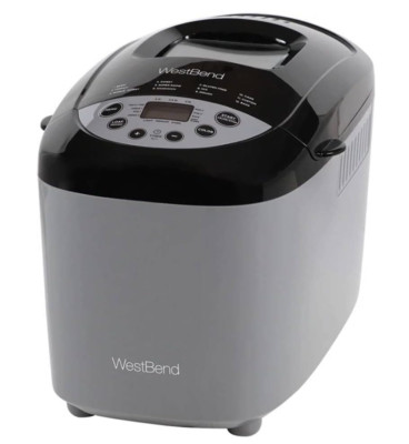 West Bend Hi-Rise Bread Maker Programmable Horizontal Dual Blade with 12 Gray