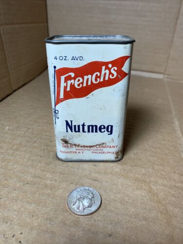 Vtg French's Nutmeg Spice Can Dispenser 4 oz AVD Tin mustard RT French Company - Picture 1 of 12