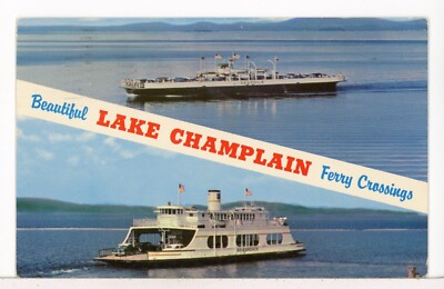 1972 - Ferries VALCOUR & ADIRONDACK, Lake Champlain Burlington-PK Boat Postcard