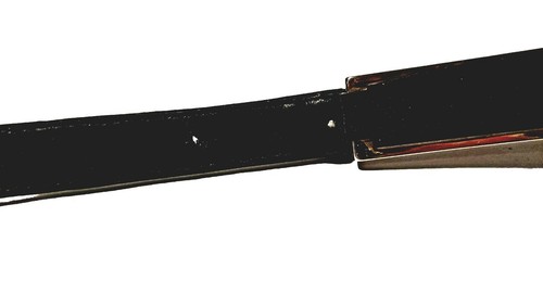 FIBEL Womens Fashion Belt Italy Made 34"Silver Metal Black Stretch & Leather MCM - Picture 16 of 21