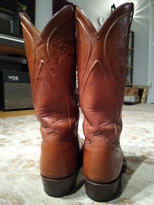 EL DORADO BROWN COWHIDE LEATHER SQUARE TOE COWBOY BOOTS  display picture 1
