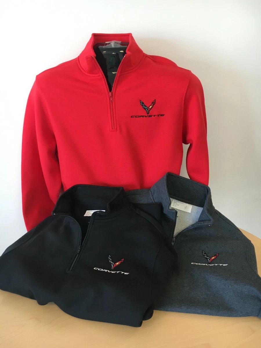 C8 Corvette Quarter Zip Pullover Sweatshirt Men s Black Gray and