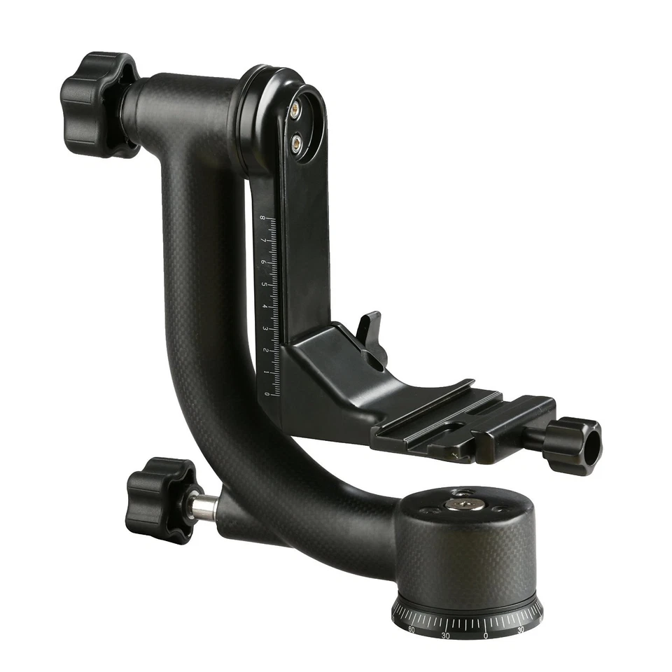 Cabezal de trípode cardán de fibra de carbono Movo GH800 con placa de liberación rápida Arca-Swiss Foto 3 de 4