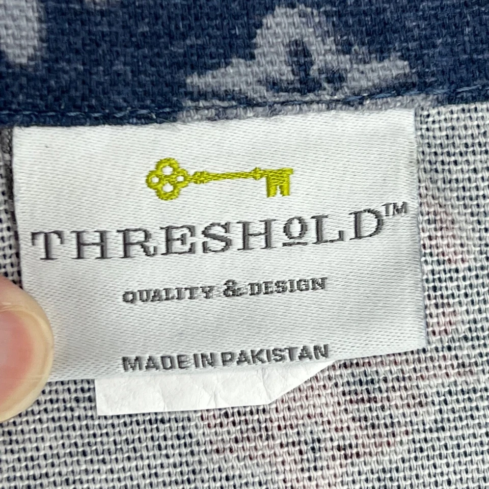 Threshold Paisley Trellis Cotton Shower Curtain Button Hole Hooks Navy Blue - Image 3 of 4