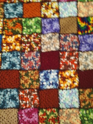 granny Square Blanket Green With MULTI COLOR. 73" X 42" Crochet - Picture 6 of 7