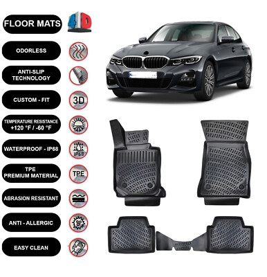 Floor Mats Liner Fits Bmw 3 Series G20 (2019-2025) Waterproof 3D Molded 4pcs