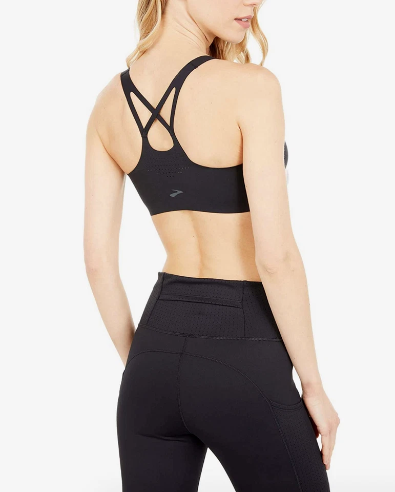 Sujetador deportivo Brooks para mujer negro Dare Cross Run talla pequeña L33634 Foto 3 de 4