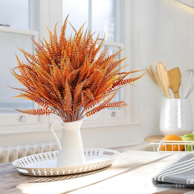 12 Bundles Artificial Fern Fall Plant Bushes Artificial Shrubs