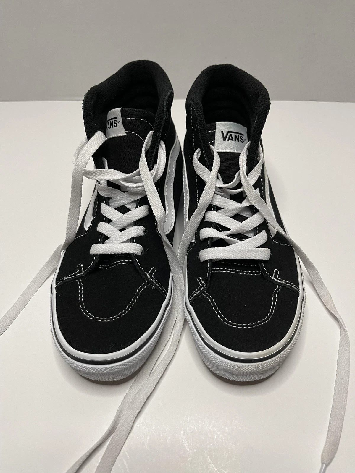 Scarpe Vans Sk8 Hi giovani taglia 3 5 nere bianche sneakers alte classiche da skate