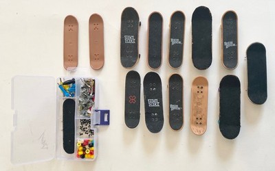 Tech Deck Lot of 13 Boards Accessories Stickers Carrying Case NYJAH Workshop DVS