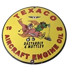 Vintage Texaco Gasoline Porcelain Sign - Muttley Cartoon Gas Pump Plate Sign