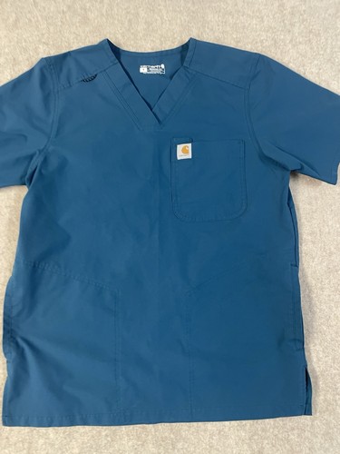 Carhartt Womens Force Multi Pocket V-Neck Scrub Modern Fit Shirt Turquoise Sz SM - Picture 5 of 14