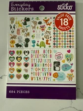 EK Success Everyday Cute Critters Stickers Pad 684PC 18 Sheet 6 Design Scrapbook