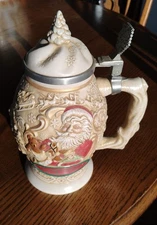 Vintage 1994 Avon Father Christmas Lidded Beer Stein E1