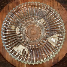 Anchor Hocking Kromex-Vintage iridescent clear glass 5 Section Relish Dish.