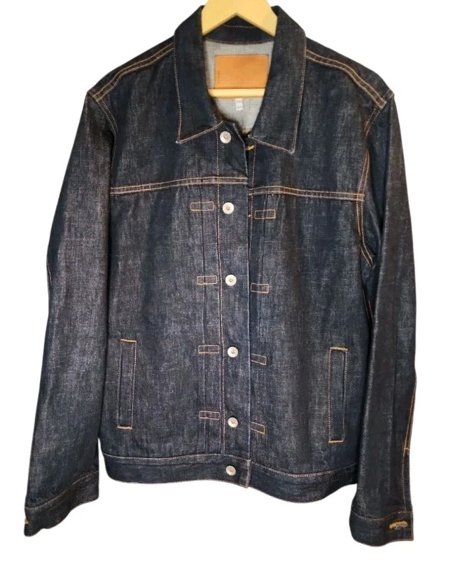 JACK SPADE STENSON RAW RIGID INDIGO BLUE SELVEDGE DENIM JACKET MADE IN USA $450+ - Image 3 of 4