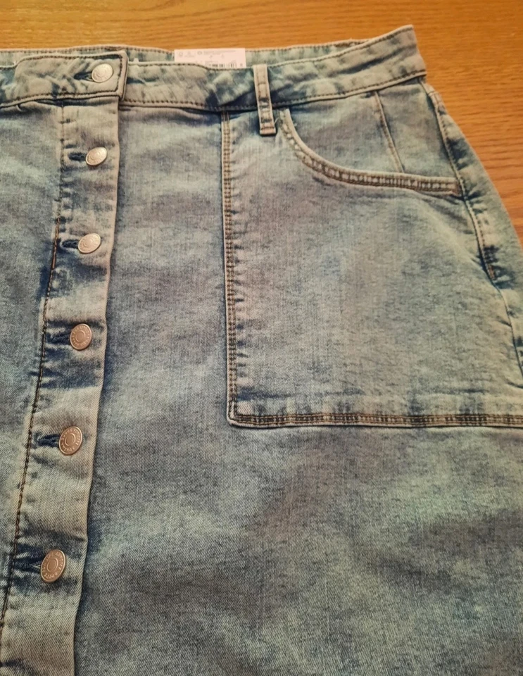 NUEVO CON ETIQUETAS SONOMA Mujer Línea A Azul Denim Falda Midi Talla 18W Elastizada Tiro Alto Foto 2 de 4