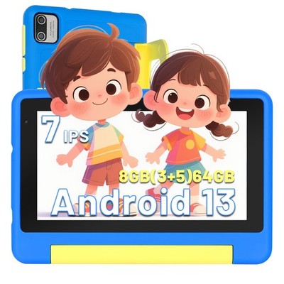 Kids Tablet, Android 13 Tablet 7 inch Quad-Core 8GB+64GB ROM WiFi Dual Camera