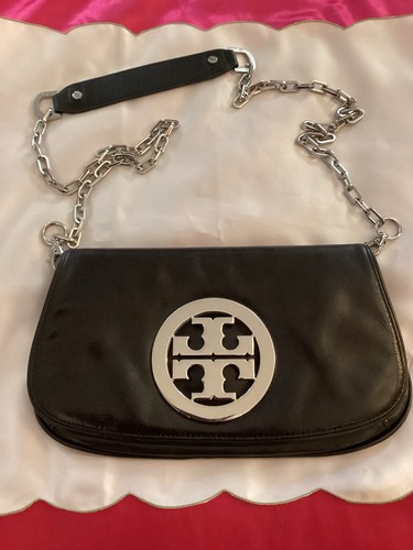 Tory Burch Black Leather Reva Clutch/Shoulder Bag, Preowned