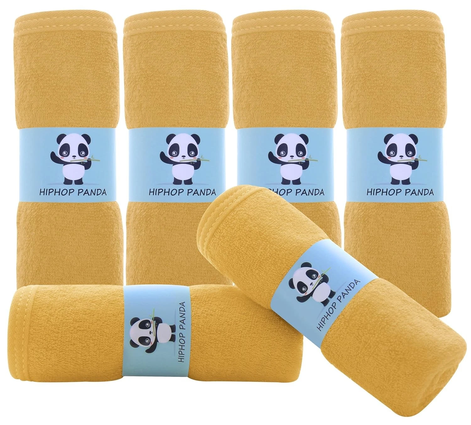 HIPHOP PANDA Baby Washcloths, Rayon Made from 10x10 Inch (Pack of 6), Honey