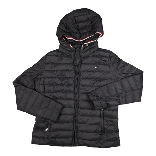 Tommy Hilfiger Jacket Women MEDIUM Padded Global Stripe Puffer Zip Hooded Size M