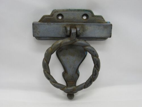Vintage MCF Midwest Cannon Falls Cast Iron Door Knocker Gray Rope Ring - Picture 1 of 4