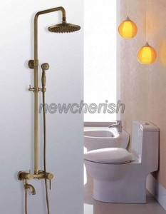 Vintage Retro Antique Brass Bath Rain Shower Faucet Set Tub Mixer