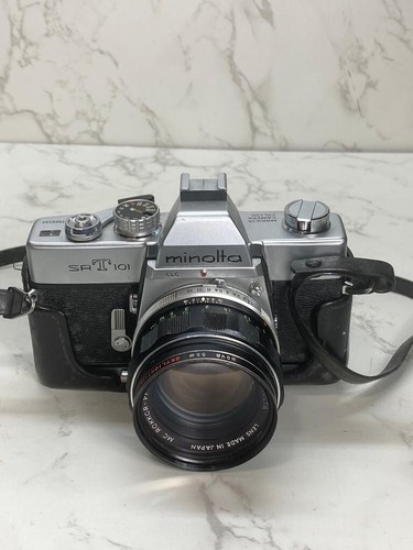 Minolta SRT101 SLR Film Camera Body + MC Rokkor-PF f/1.4 58mm Lens - Picture 2 of 7