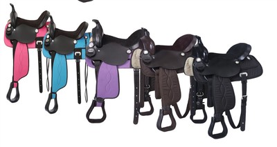 14 Inch Western Saddle - Leather and Synthetic Krypton - 5 Color Choices