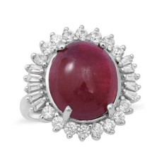 Anillo enchapado en platino 19,60 quilates premium rubí africano (FF) y circón blanco talla 9