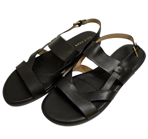 Cole Haan Fawn Damen-Sandalen Größe 9 schwarz Leder Fersenriemen flache Riemchenschuhe - Bild 3 von 6