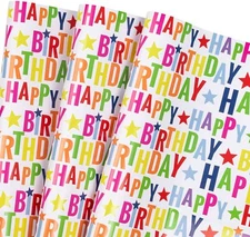 Birthday Wrapping Paper Sheet - 6 Sheets Colorful Happy Birthday Design Folde...