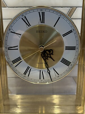 SEIKO Quartz Mantle Clock MODEL QQZ103G Gold Tone Made In