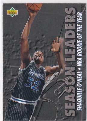 1993 Upper Deck No. 177 Shaquille O'Neal Rookie Season Leaders ROTY