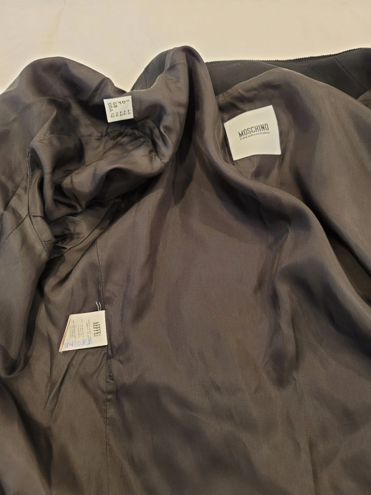 Moschino Couture Giacca da Sera Vintage Nera con Dettaglio Anello Oro 46 US 10