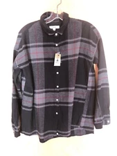 niko and... Brand Japan Plaid Flannel, Gray/Black, Size L, Button Down, Harajuku