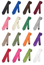 Vesuvio Napoli NeckTie Vertical STRIPES Solid Colors SKINNY 2.5" Men's Neck Tie